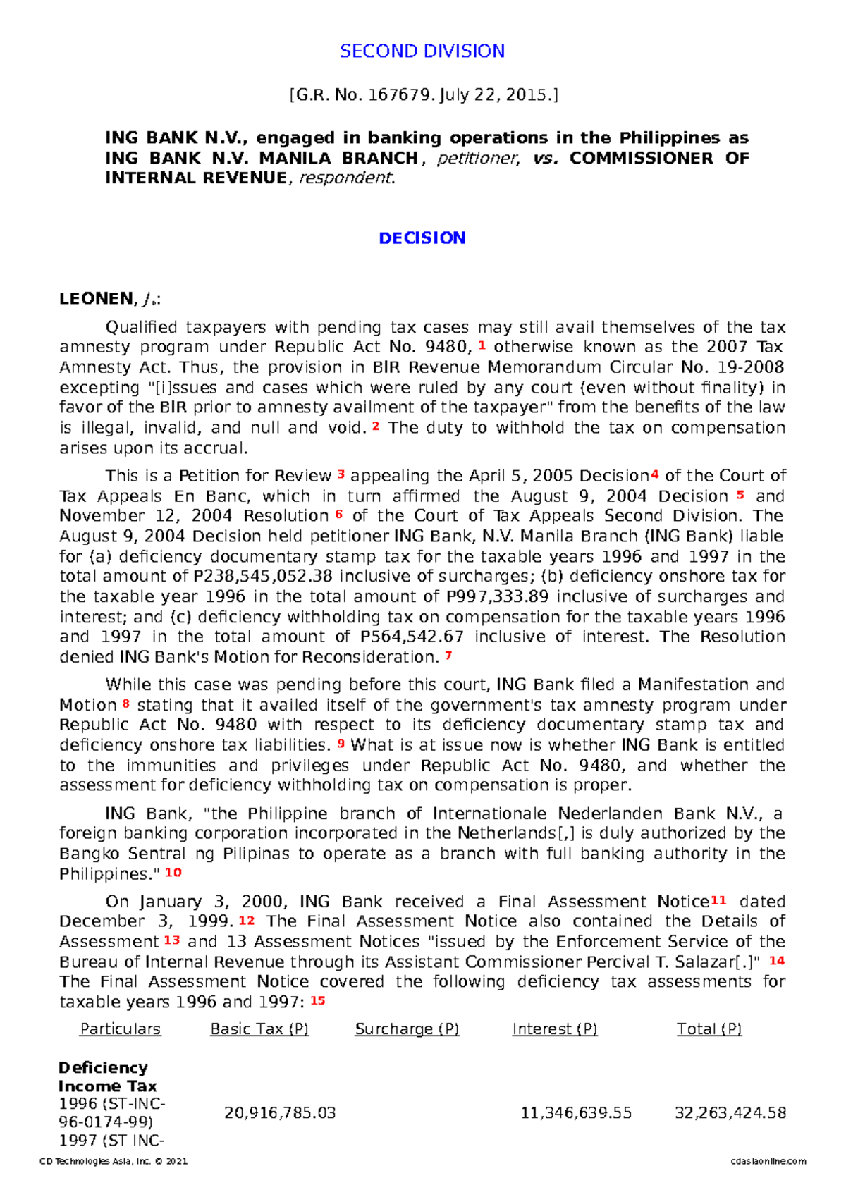 1.1 ING Bank N.V. v. Commissioner of Internal Revenue SECOND DIVISION