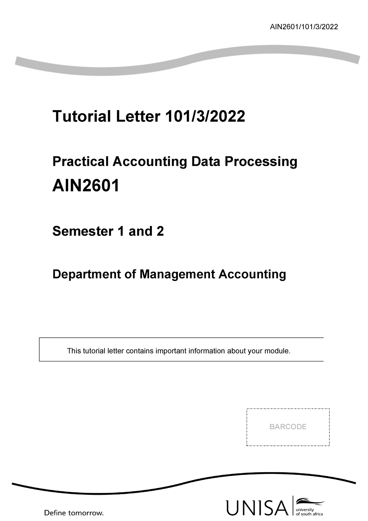 AIN2601 2022 TL 101 3 B - Accounting Information Science Information ...