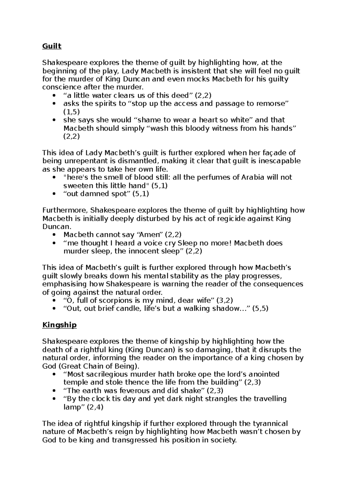 Macbeth Essay Plans - hvugif - Guilt Shakespeare explores the theme of ...