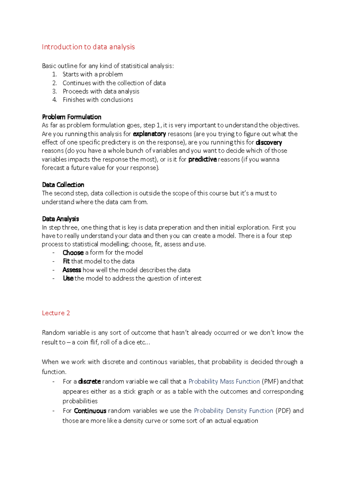 Introduction To Data Analysis - Starts With A Problem 2. Continues With ...