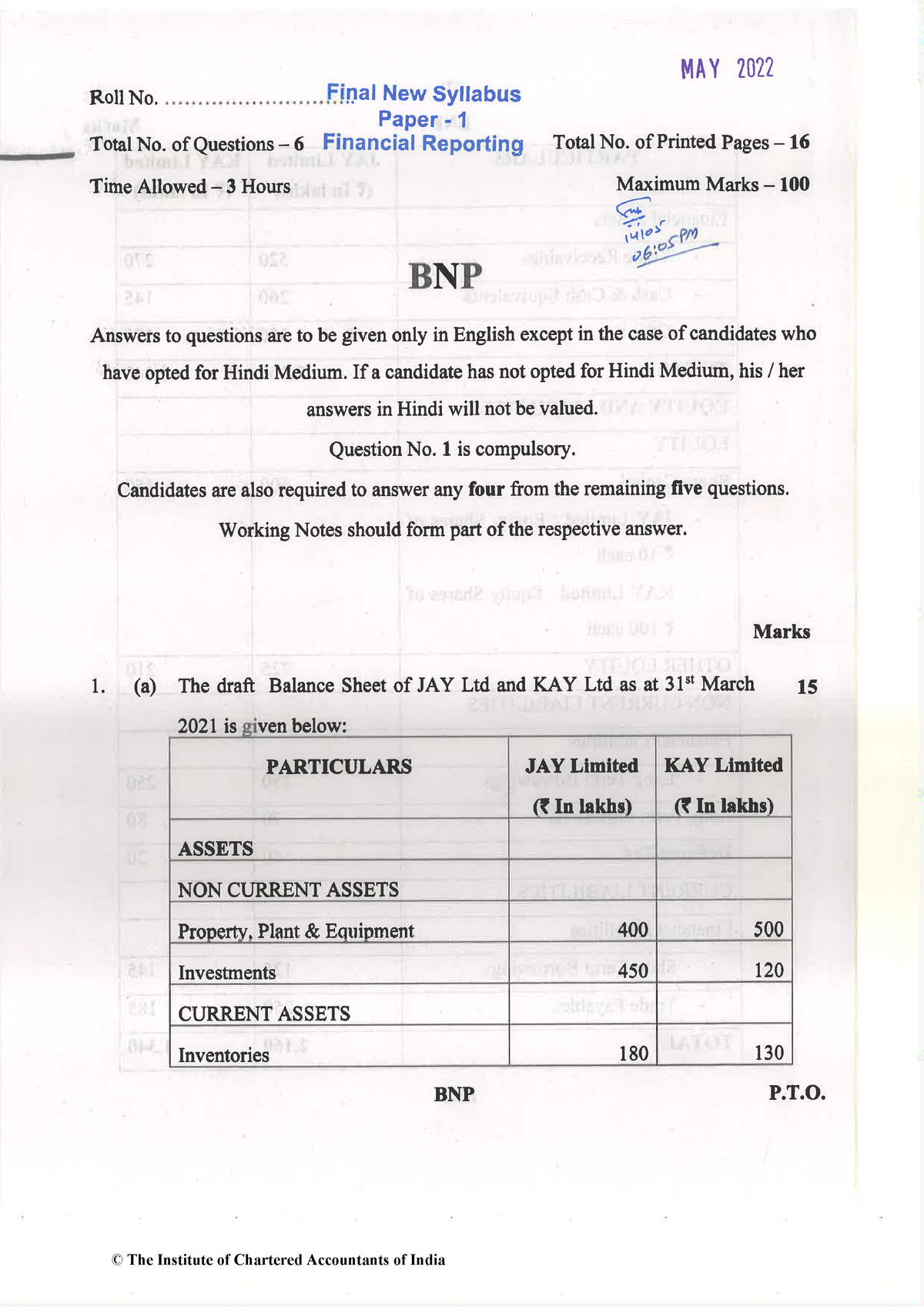 CA Final Financial Reporting Paper May 2022 - StuDocu