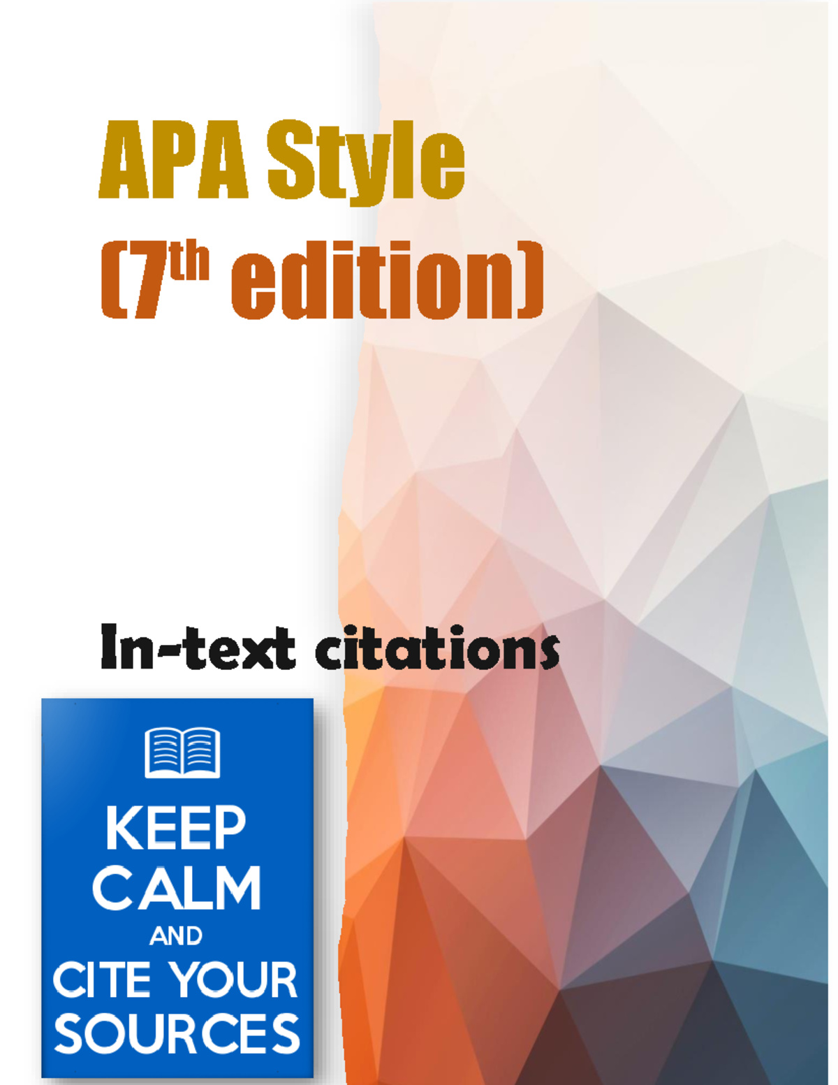 APA in-text citations - APA Style ( th edition) In-text citations This ...