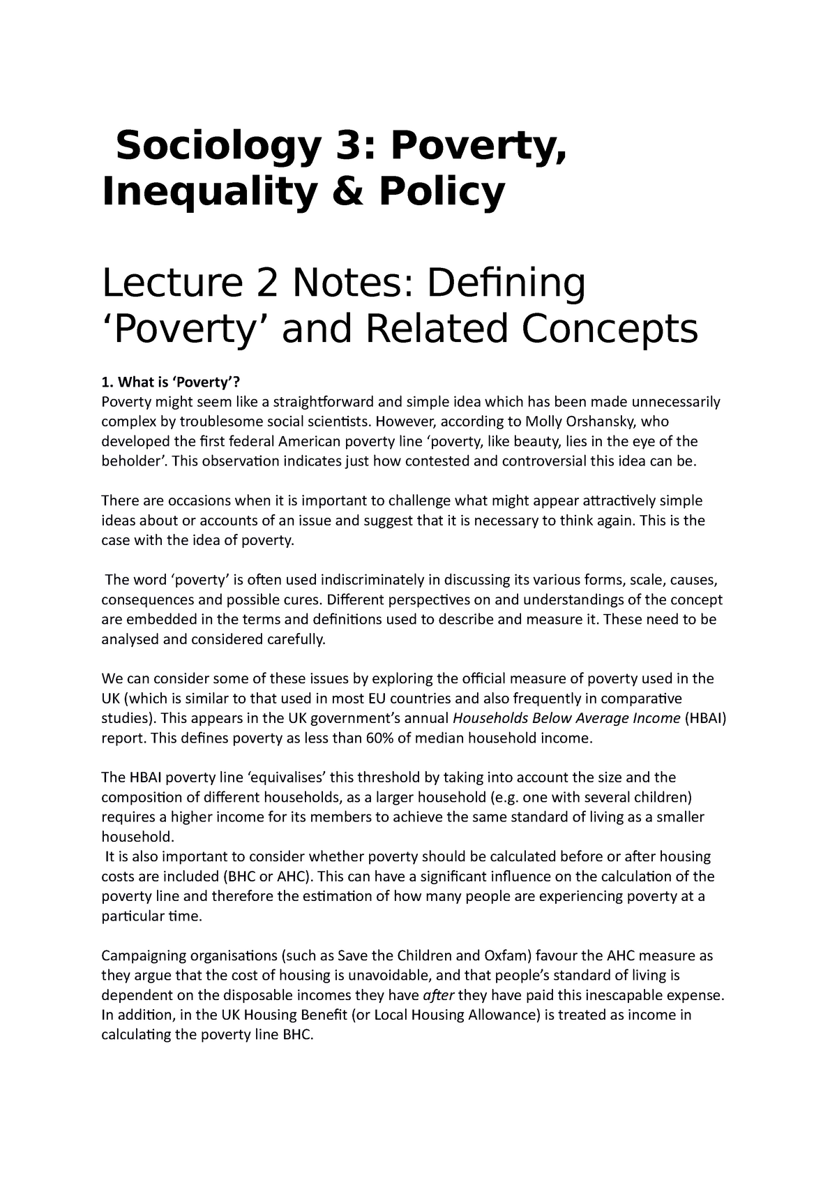 poverty definition essay