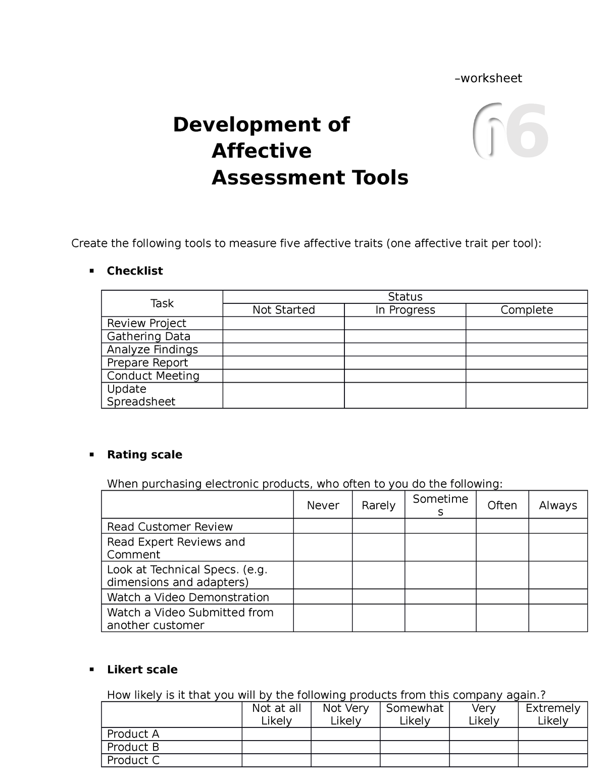 6 Development of Affective Assessment Tools - Teaching and Assessment ...