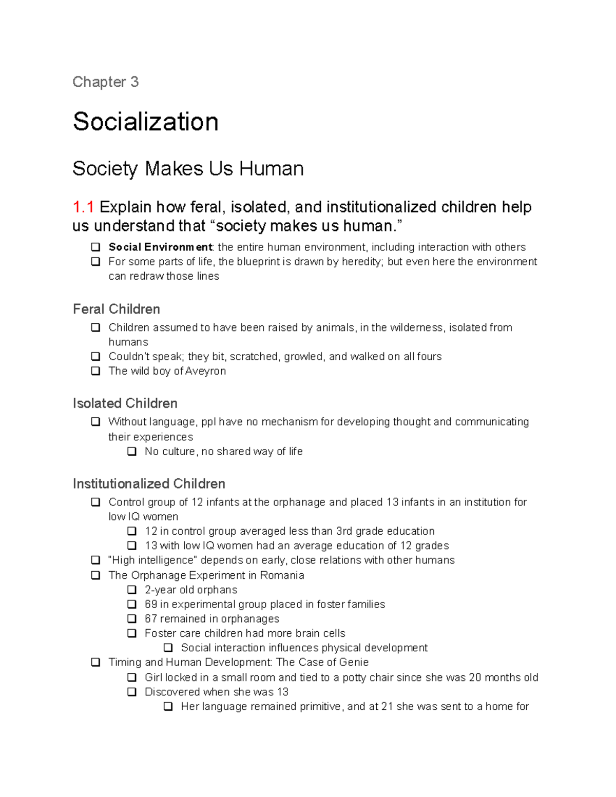 Sociology Chapter 3 Notes Chapter 3 Socialization Society Makes Us Sociology Chapter 3 Notes Chapter 3 Socialization Society Makes Us