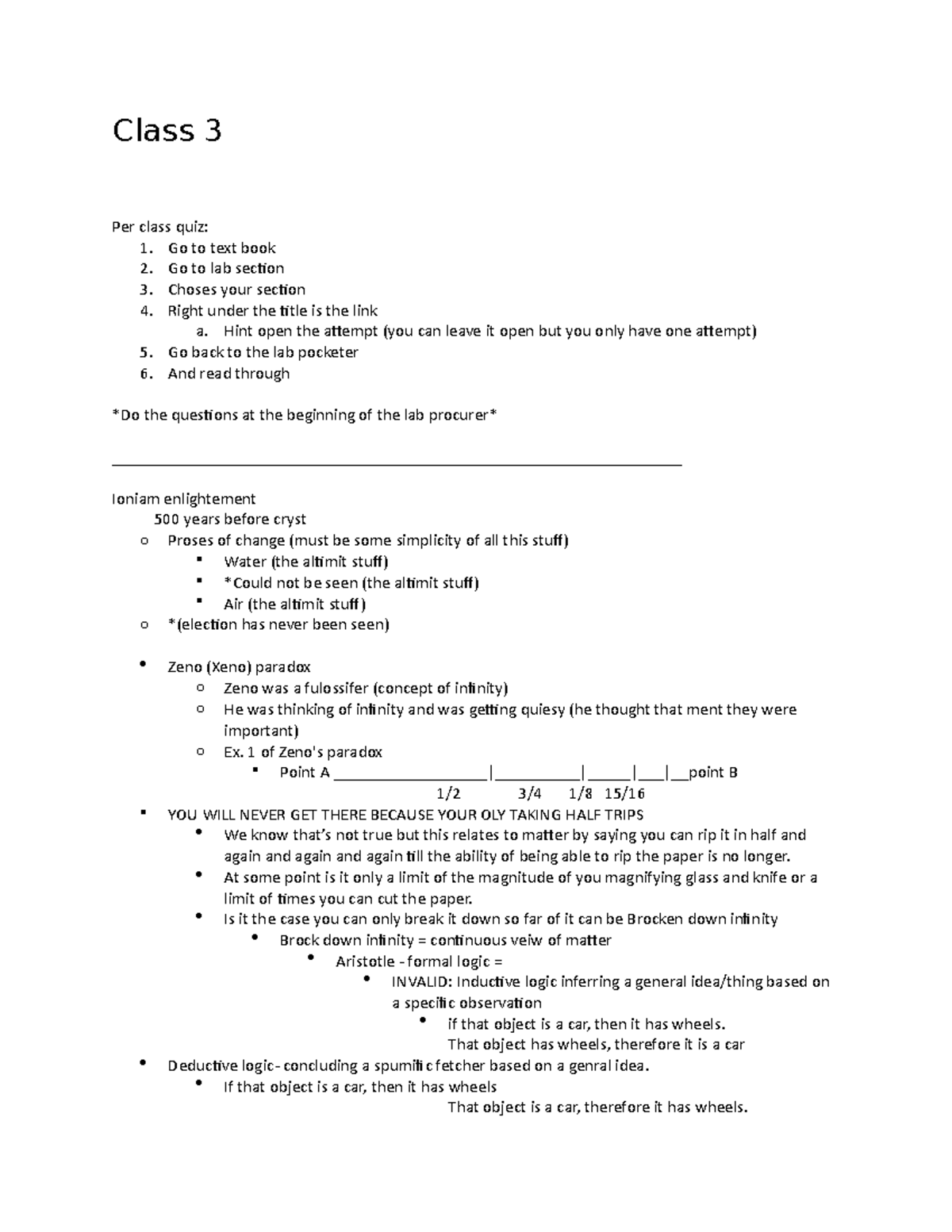 Class 3 - Chem 102 lecture notes - Class 3 Per class quiz: 1. Go to ...