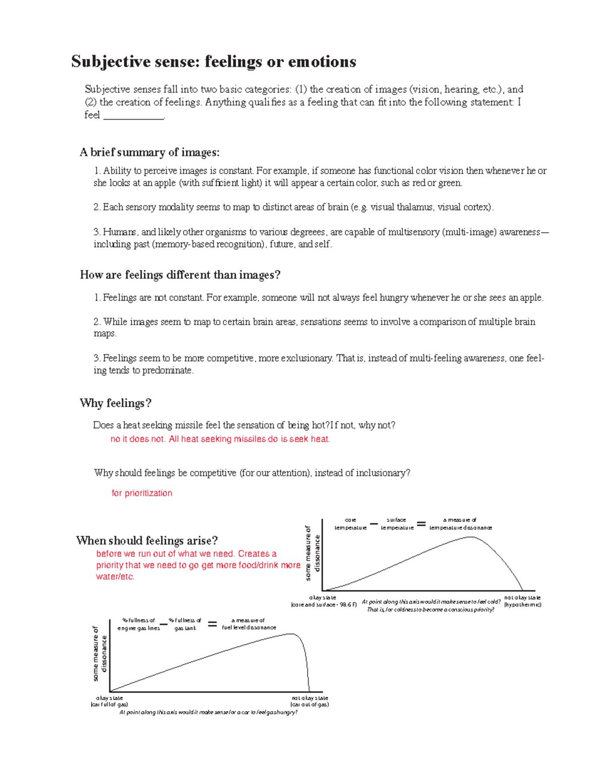 14 sensations - Lecture notes 14 - Subjective sense: feelings or ...