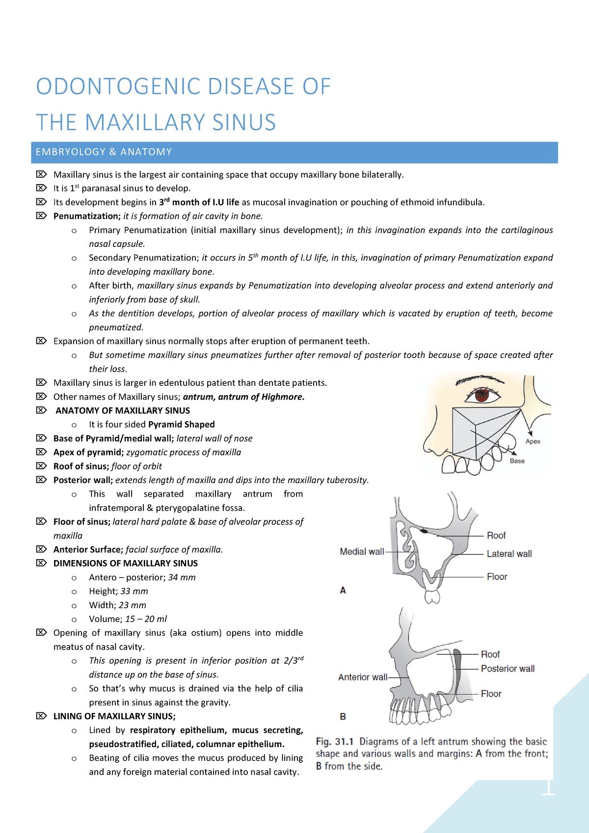 Odontogenic Disease OF THE Maxillary Sinus - ODONTOGENIC DISEASE OF THE ...