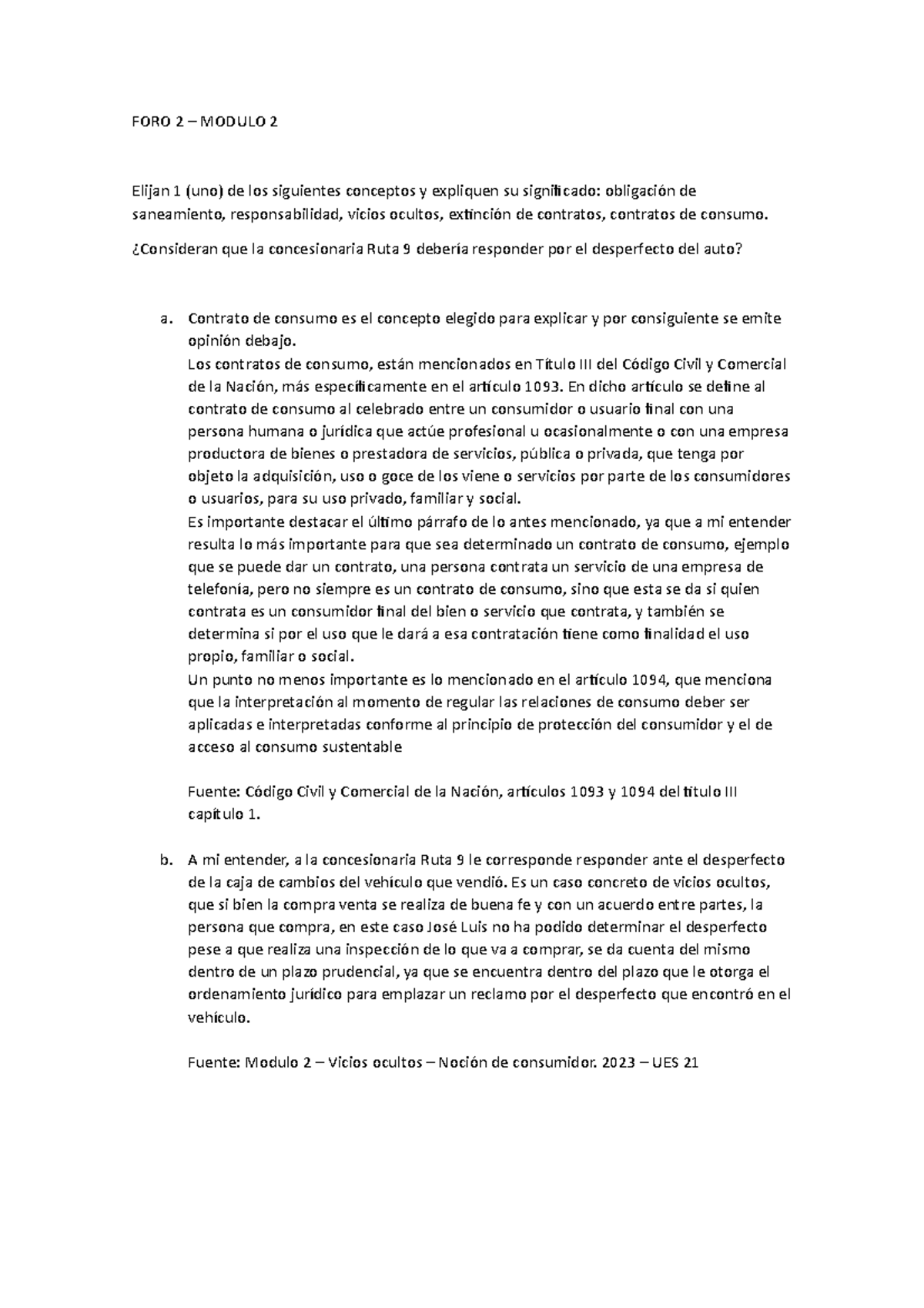 FORO 2 - aporte de foro 2 2023 - FORO 2 – MODULO 2 Elijan 1 (uno) de ...