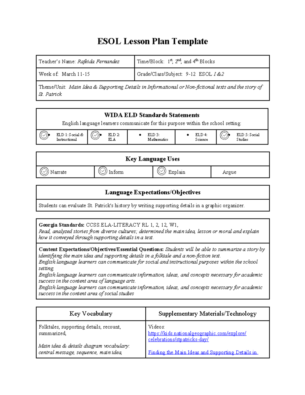 Verb Moods ESOL Lesson Plan - ESOL Lesson Plan Template Teacher’s Name ...