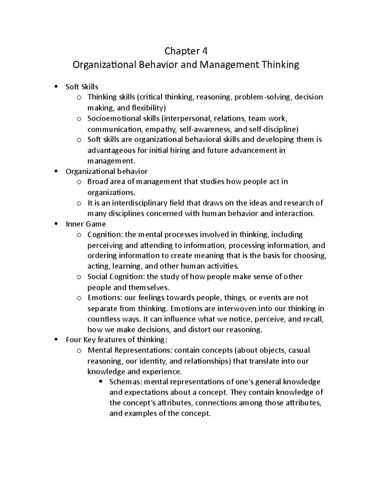 Ch 4 reading notes-lexi - Chapter 4 Organizational Behavior and ...