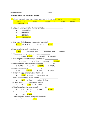 How the Solar System Formed Worksheet - AS102 Intro to Astro: Solar ...