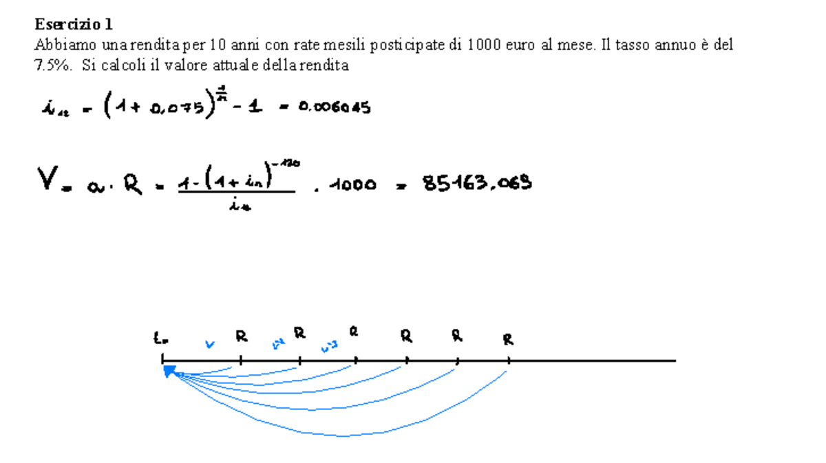 2 Es - Svolgimento Esercitazione - Abbiamo Una Rendita Per 10 Anni Con ...