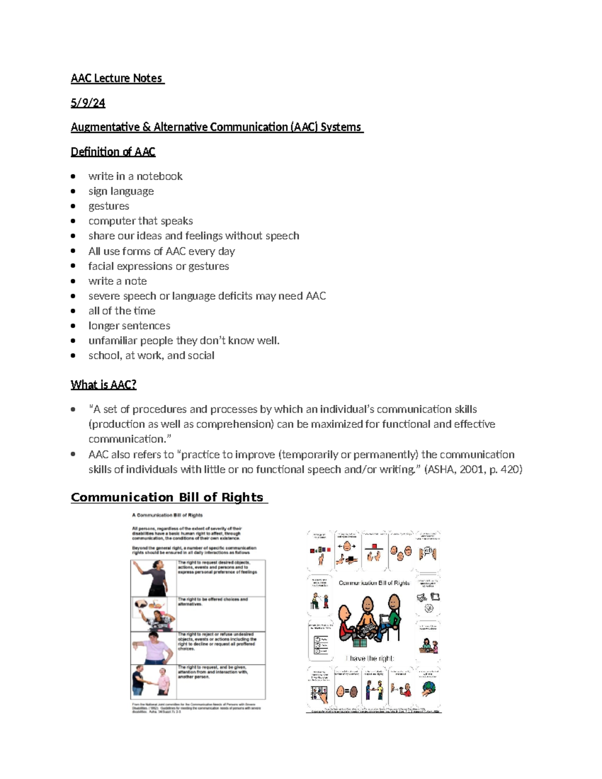 Lecture Notes- AAC - AAC Lecture Notes 5/9/ Augmentative & Alternative ...