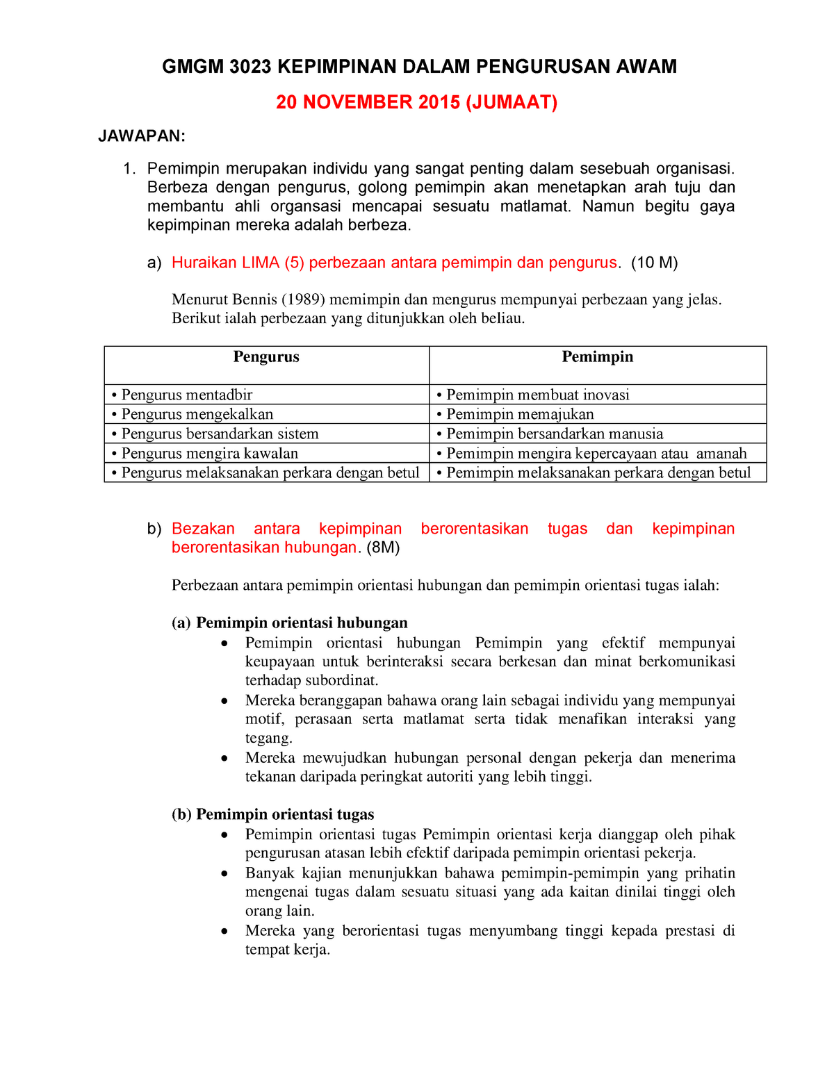 Koleksi Jawapan Gmgm 3023 Kepimpinan Dalam Pengurusan Awam Compress Studocu