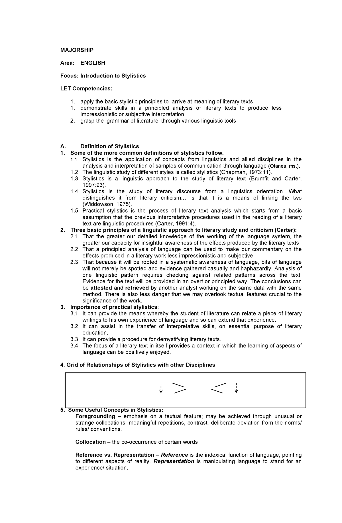 Introduction To Stylistics Definition Of Stylistics Some Of The More 