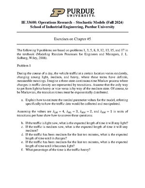 IE336 HW4 - Assignment on queue - IE 33600 - IE 33600: Operations ...