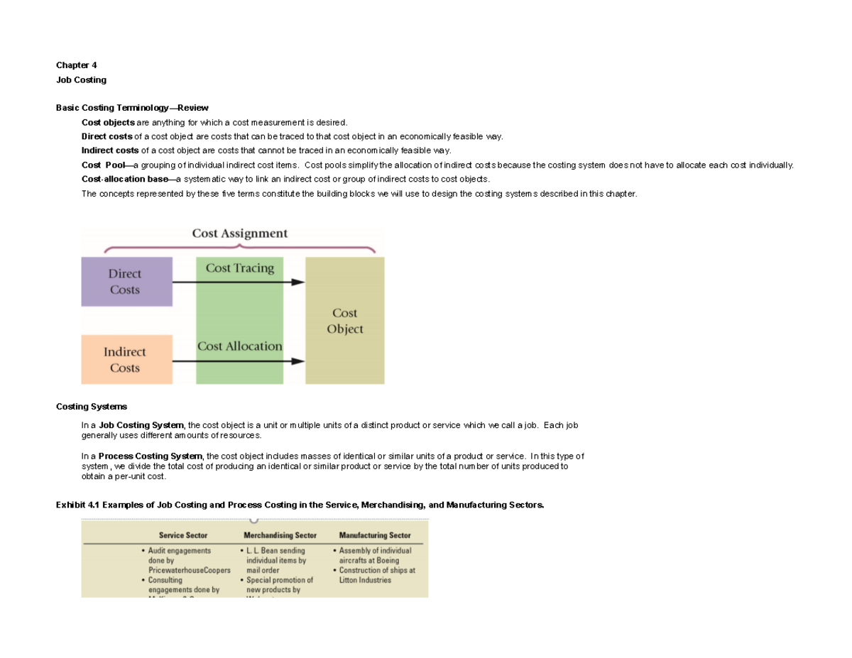 Cost Accounting 3303 Chapter 4 - Chapter 4 Job Costing Basic Costing ...
