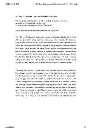 Scene BY Scene Analysis - The Castle - SCENE BY SCENE ANALYSIS - The ...