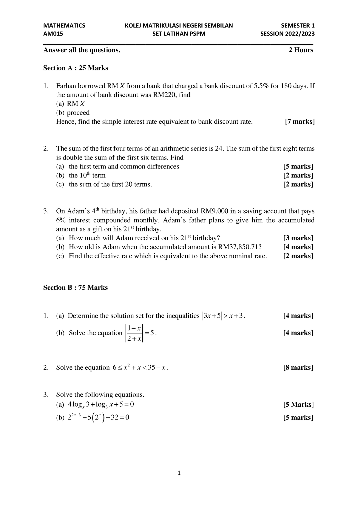 SET KMNS Soalan - MATHEMATICS KOLEJ MATRIKULASI NEGERI SEMBILAN ...