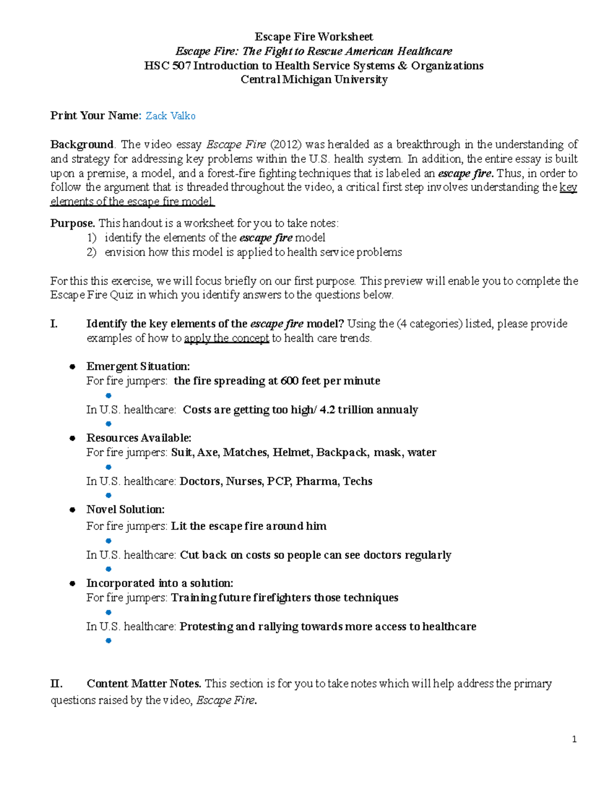 Escape Fire The video essay Escape Fire (2012) was heralded as a