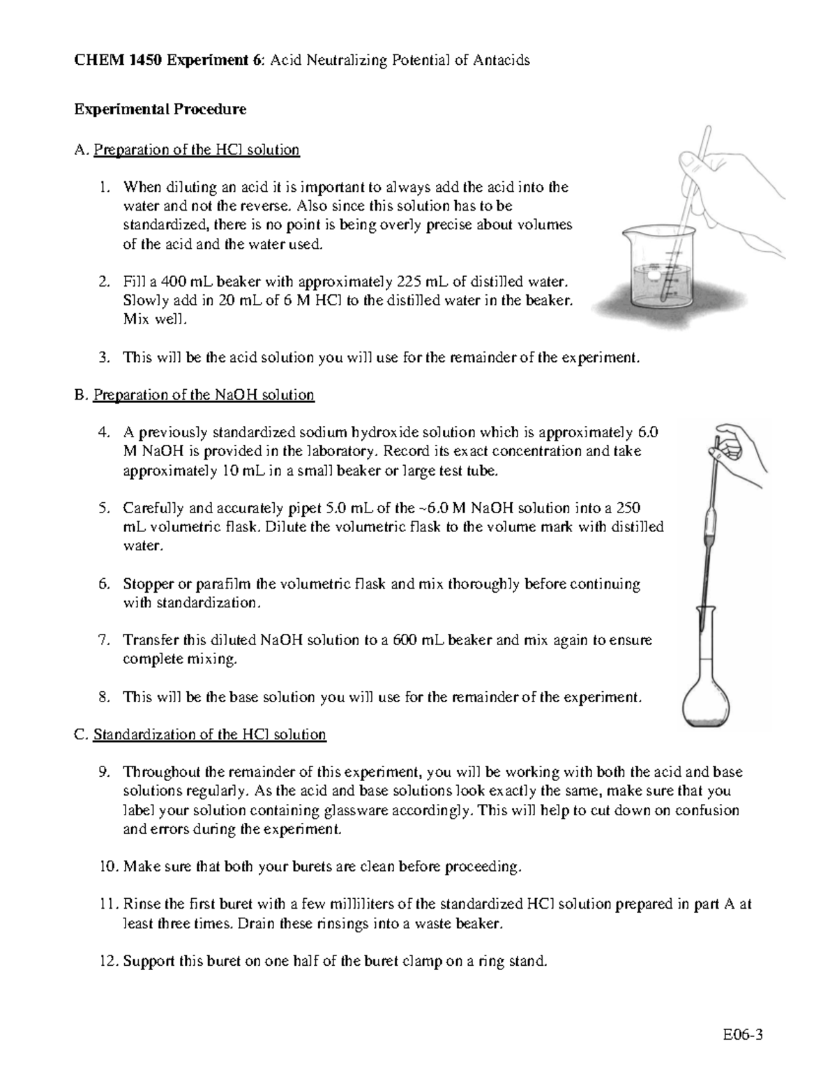 Lab 6 Antacids Procedure Experimental Procedure A. Preparation of the