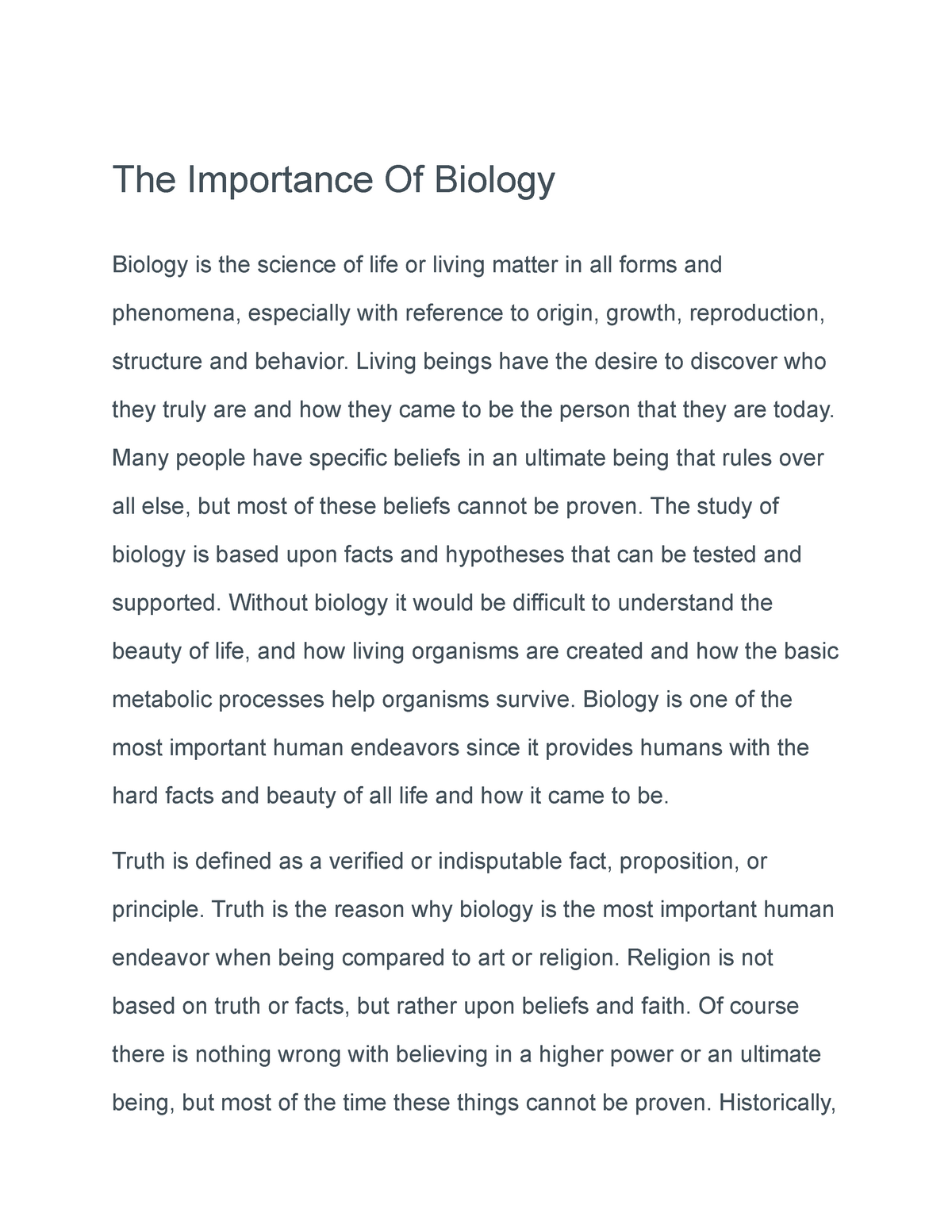 essay on why biology is important
