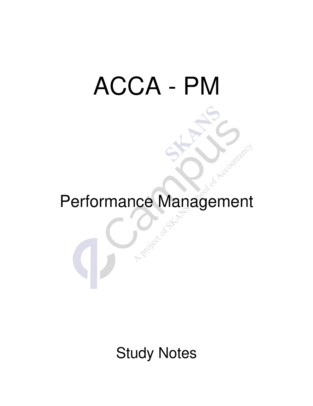 F5 Skans Notes - 123456789 - ACCA - PM Performance Management Study ...