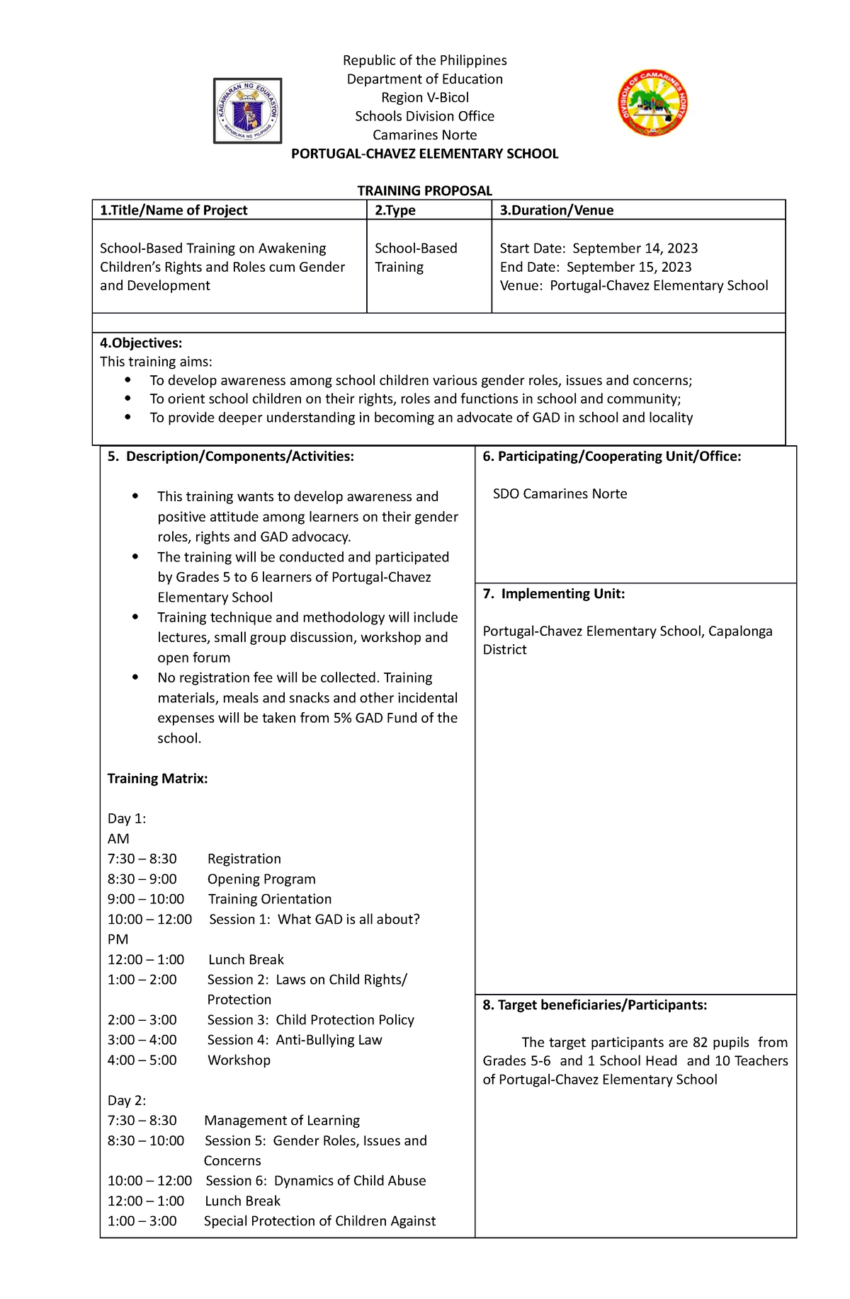 2023 GAD Proposal 1 - Republic Of The Philippines Department Of ...