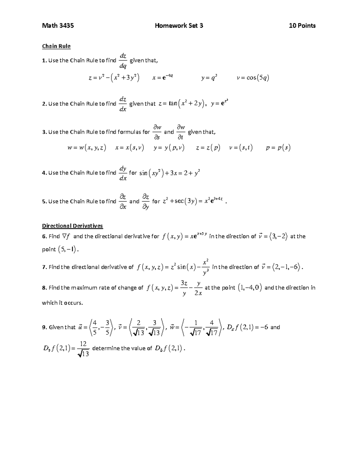 3.1 the chain rule homework answer key