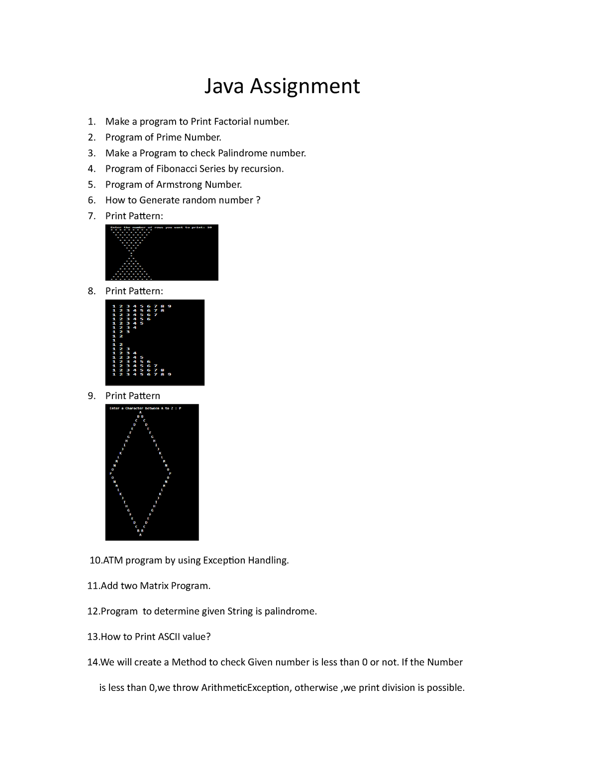 assignment question in java