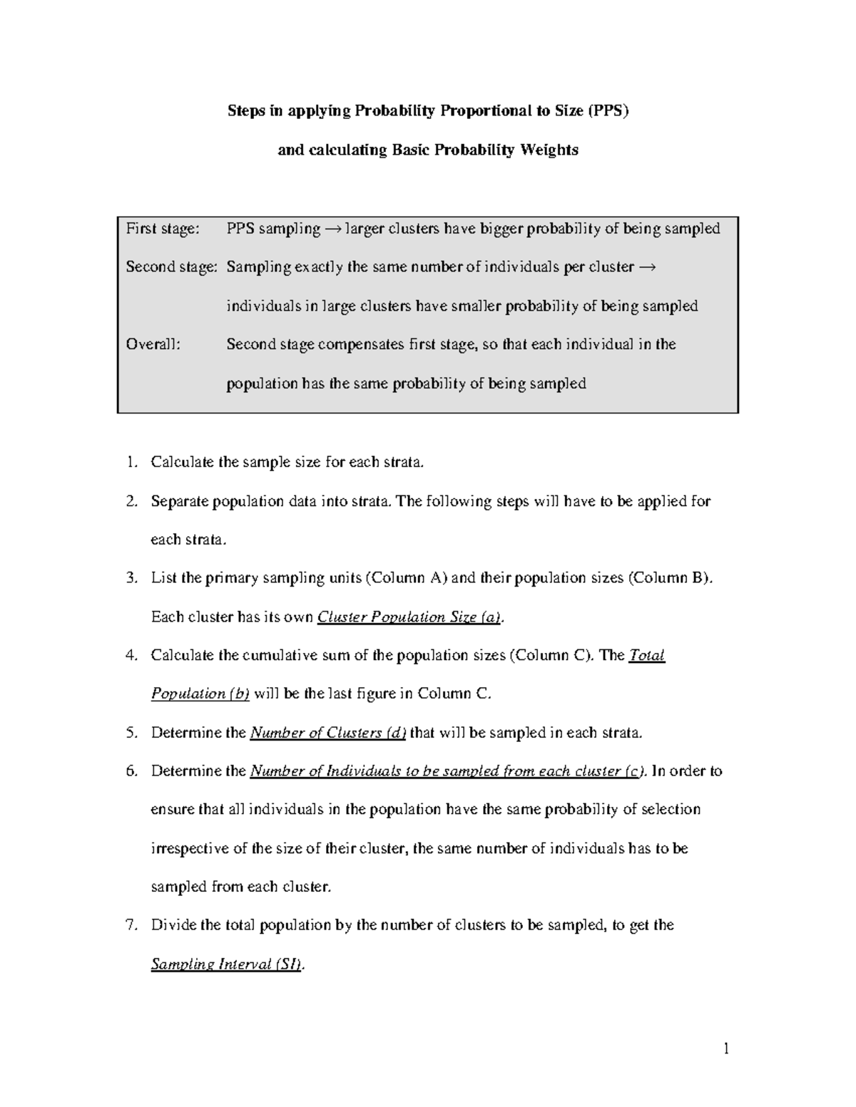 Psws probability prop size bierrenbach - Steps in applying Probability ...