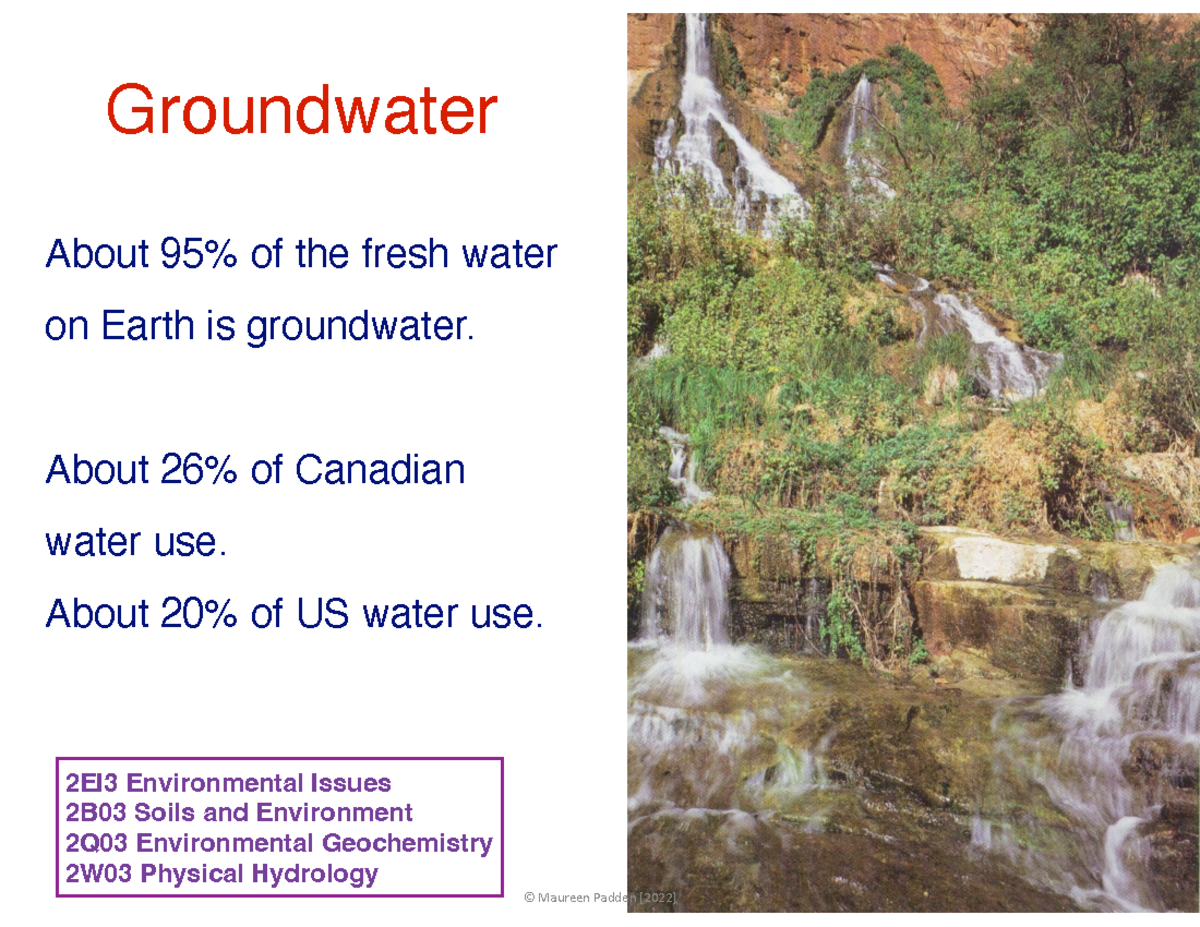 1G03 Lecture 24 Groundwater I F22 About 95 of the fresh