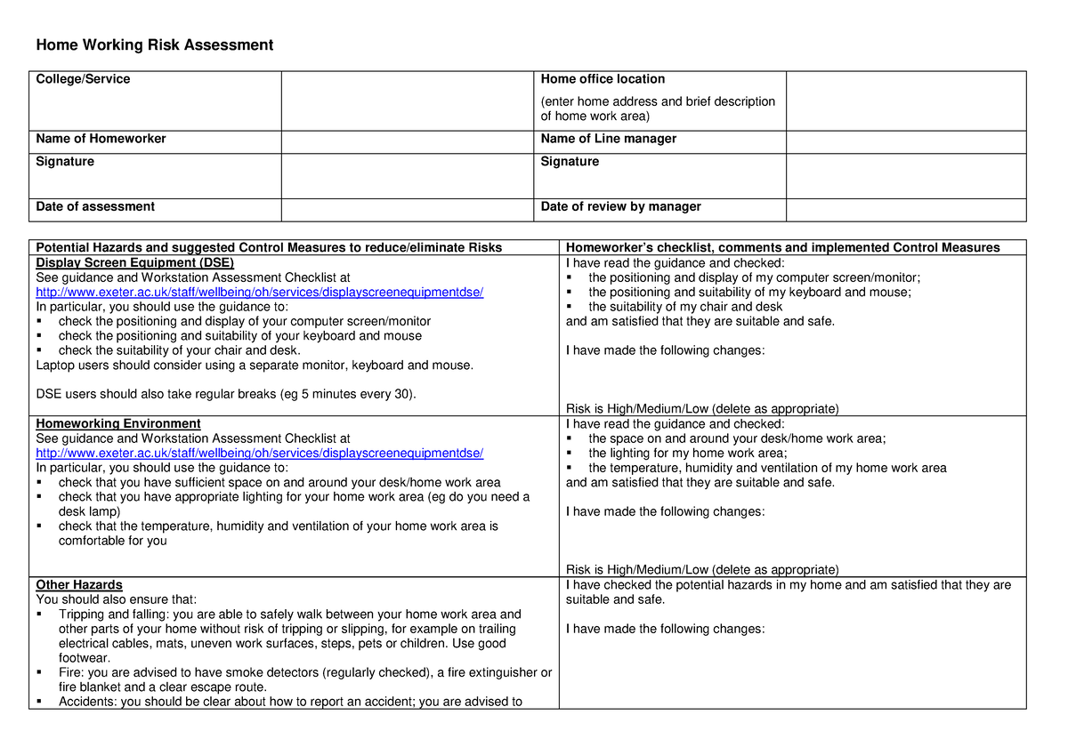 homeworker risk assessment