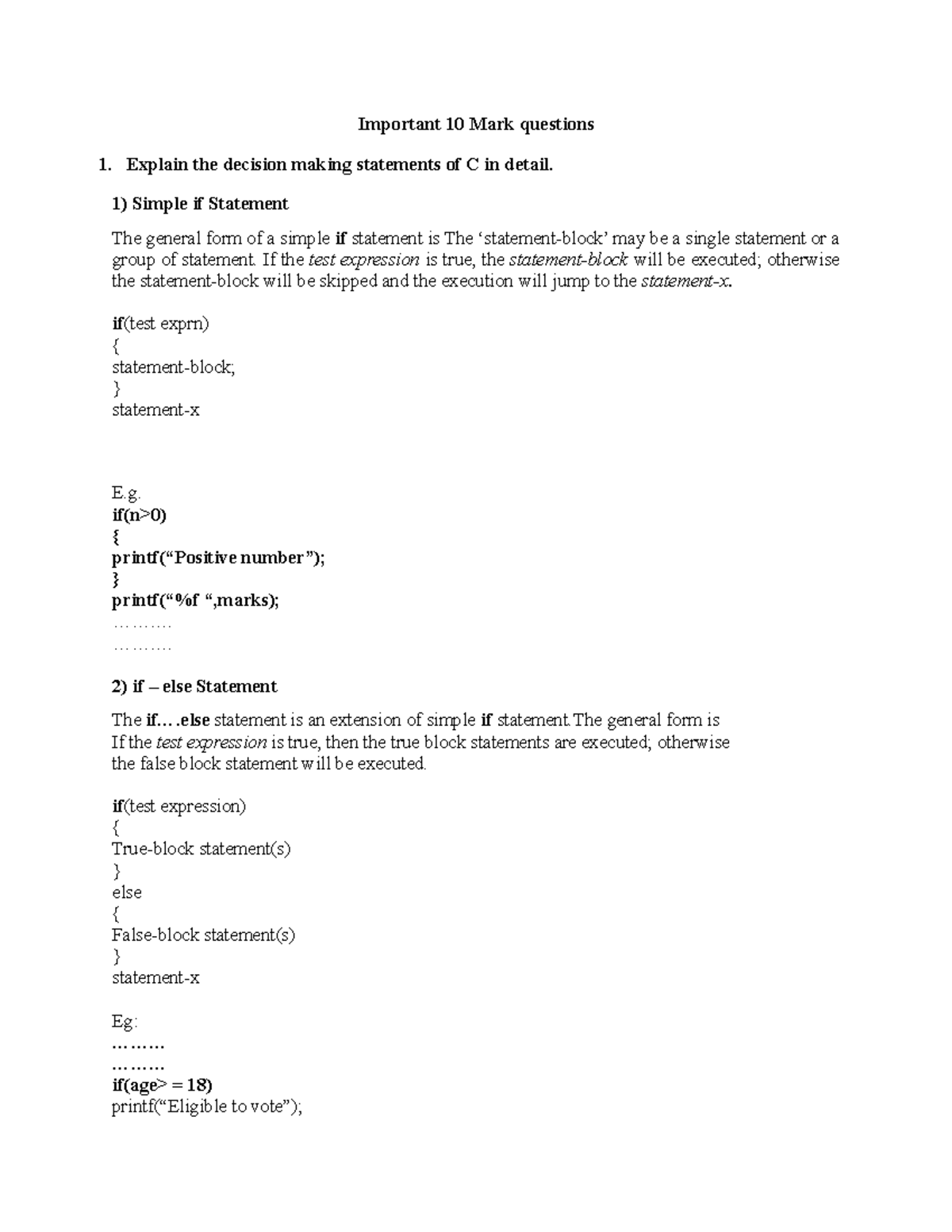 253251095 c programming 10mark Questions - Important 10 Mark questions ...