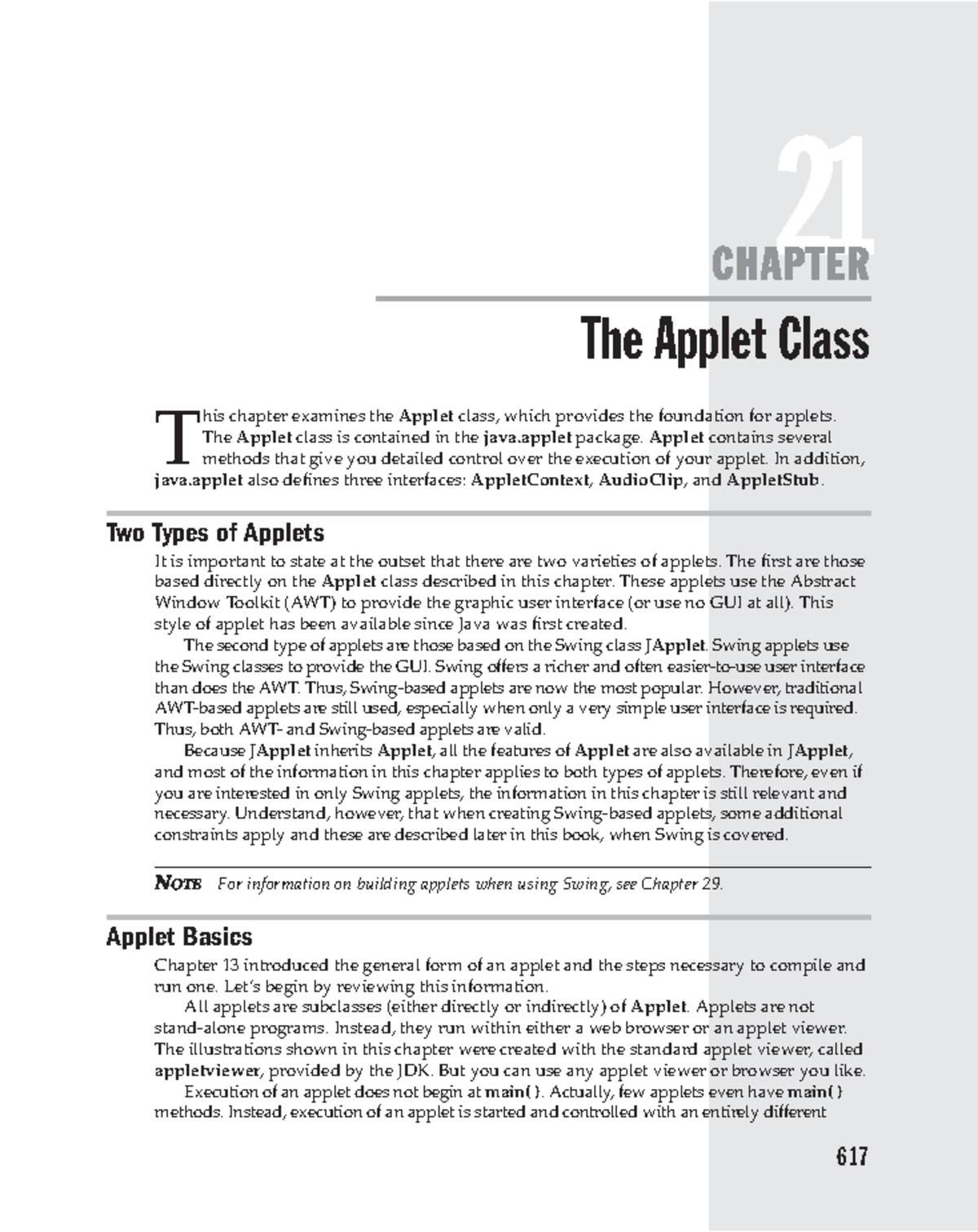Java Applets and AWT - 21 The Applet Class T his chapter examines the ...