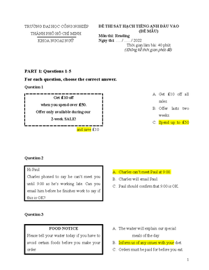 Supplementary Material For B1 Test 1 - PRACTICE 1 A. SPEAKING Part 1 (2 ...