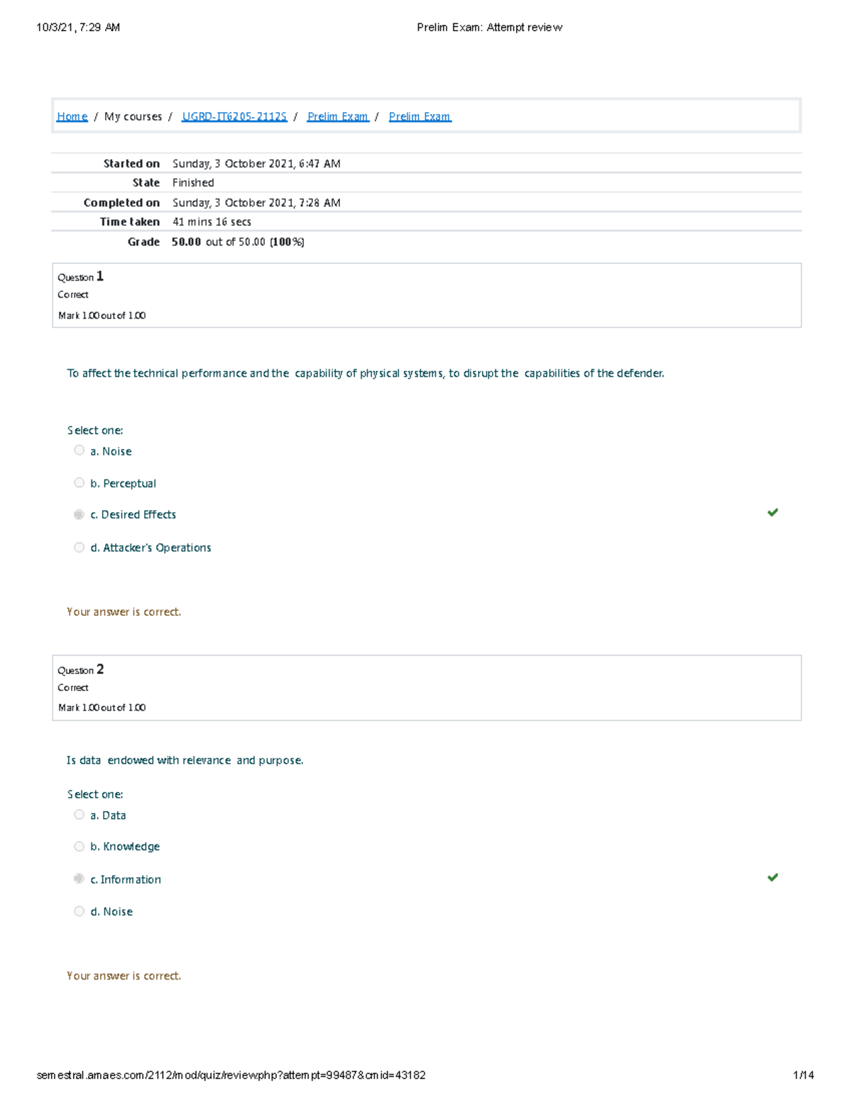 Information Assurance and Security - Prelim Exam - Home/My courses ...