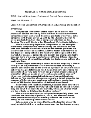 Modules IN Managerial Microeconomic 1 - MODULES IN MANAGERIAL ...
