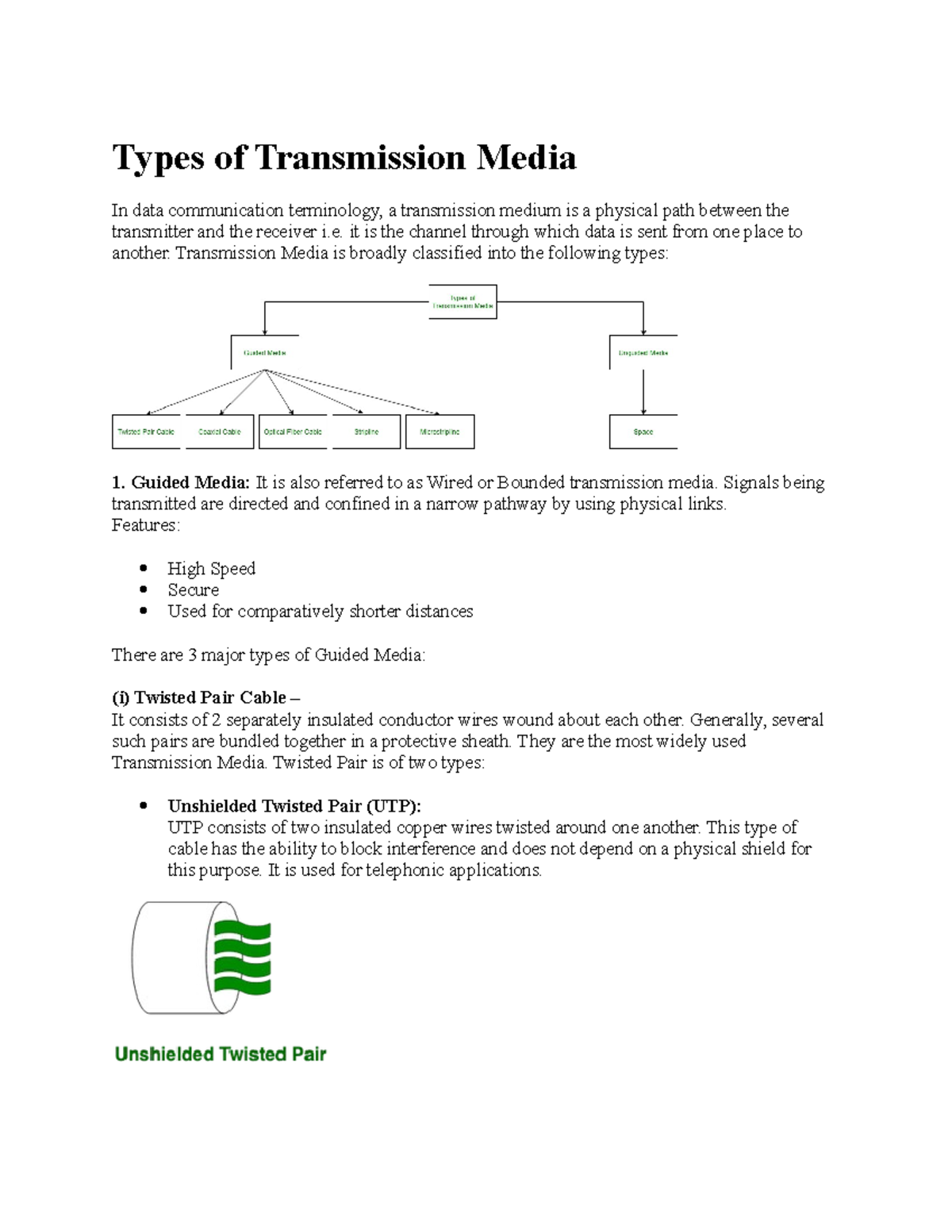 Types of Transmission Media it is the channel through which data is
