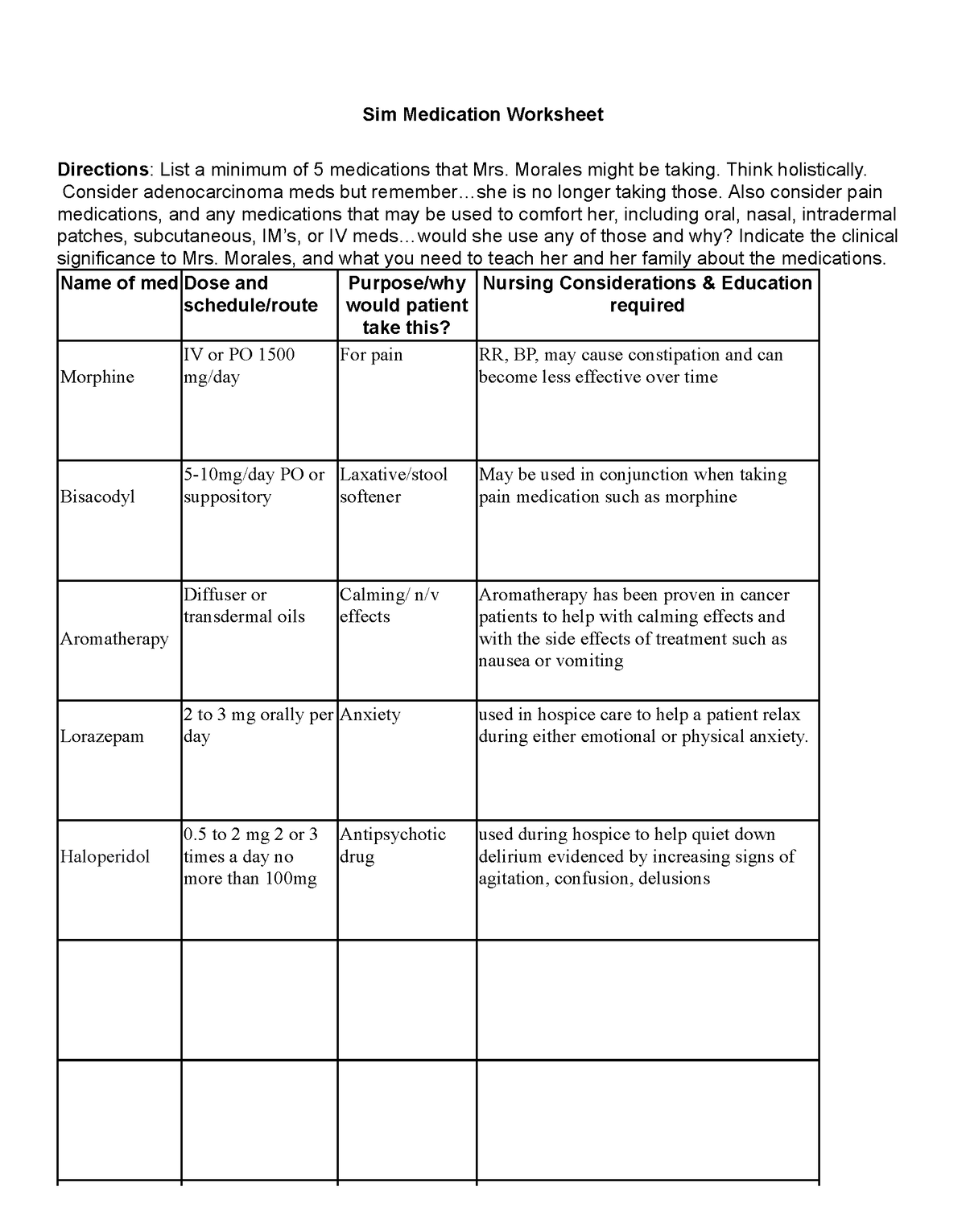 patient education worksheet