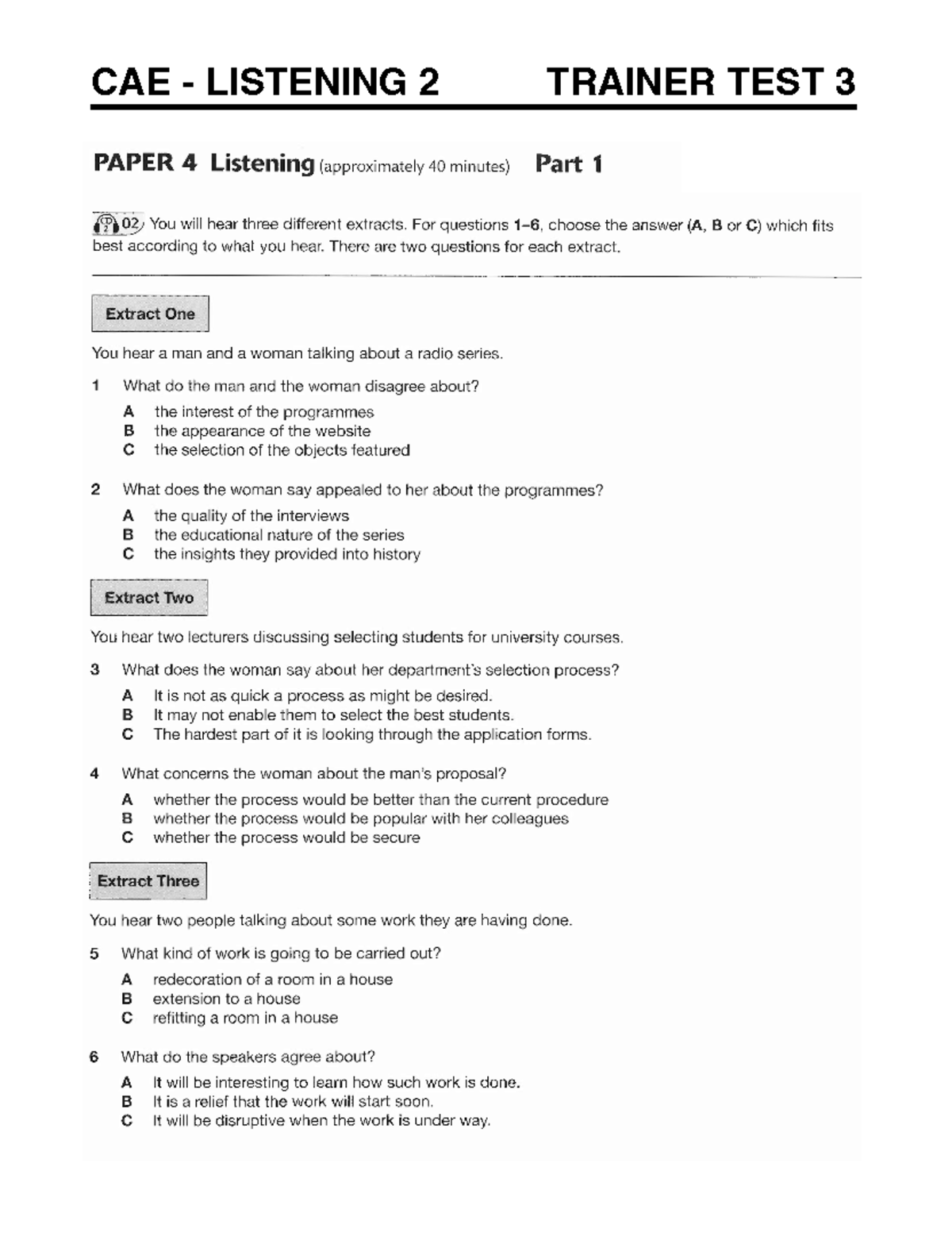 1. Listening 2 - English Test Answer Sheet - Studocu