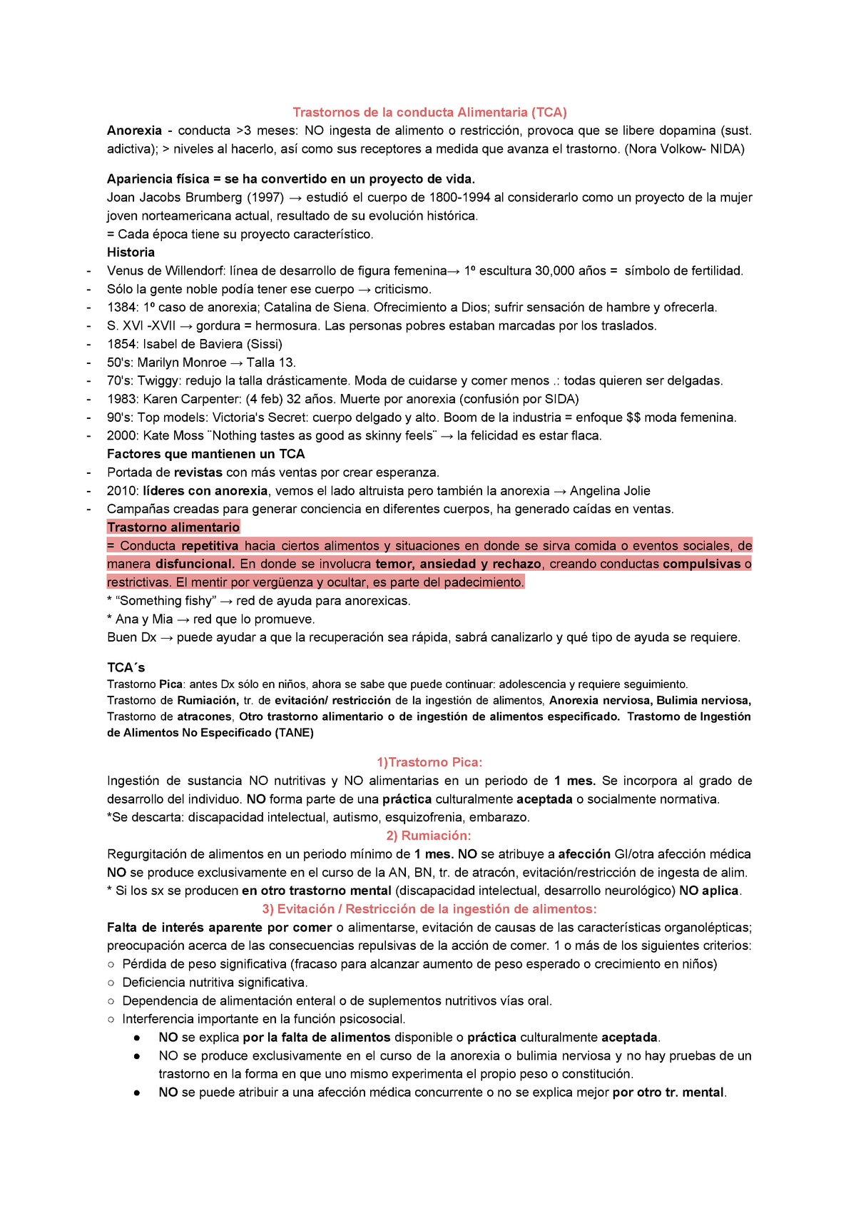 Guía TCA E1 - Apuntes 8 - Trastornos de la conducta Alimentaria