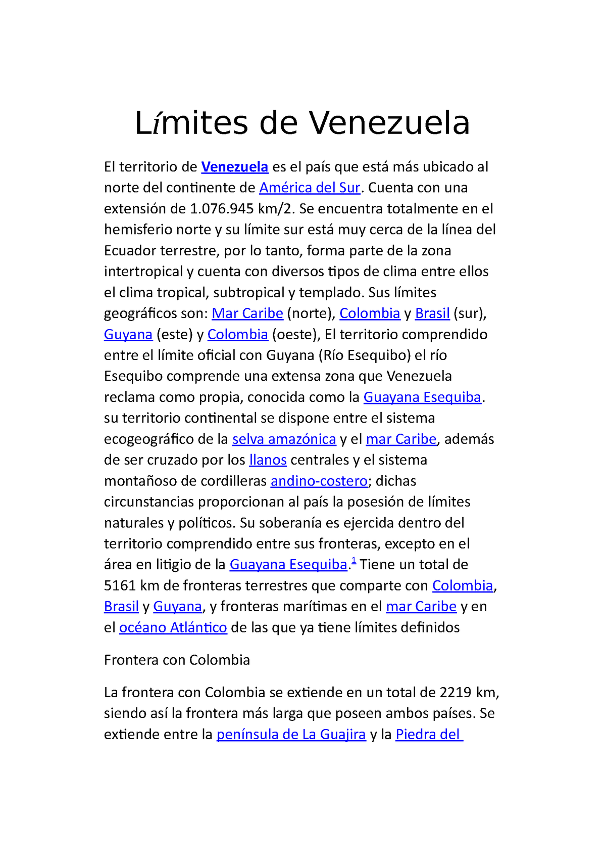 Exposicion De Los Limites De Venezuela Límites De Venezuela El Territorio De Venezuela Es El 3600