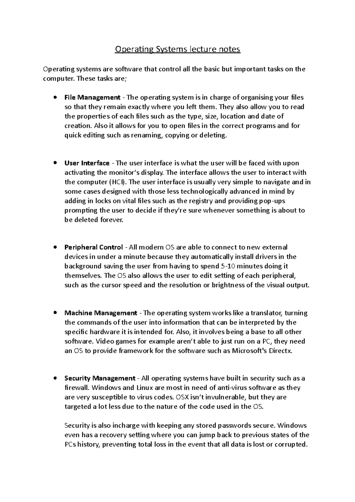 Operating Systems lecture note - Operating Systems lecture notes ...