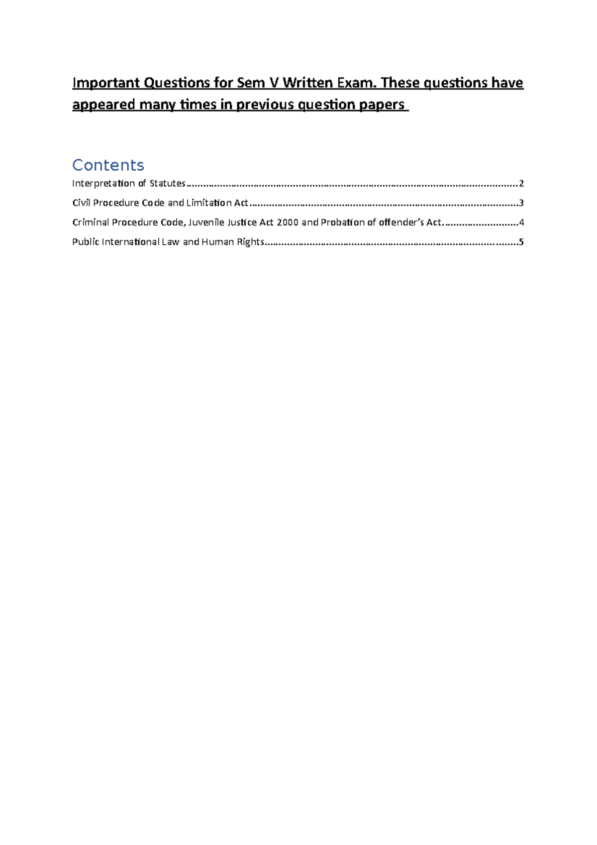 Important Questions Sem V - Important Questions for Sem V Written Exam ...
