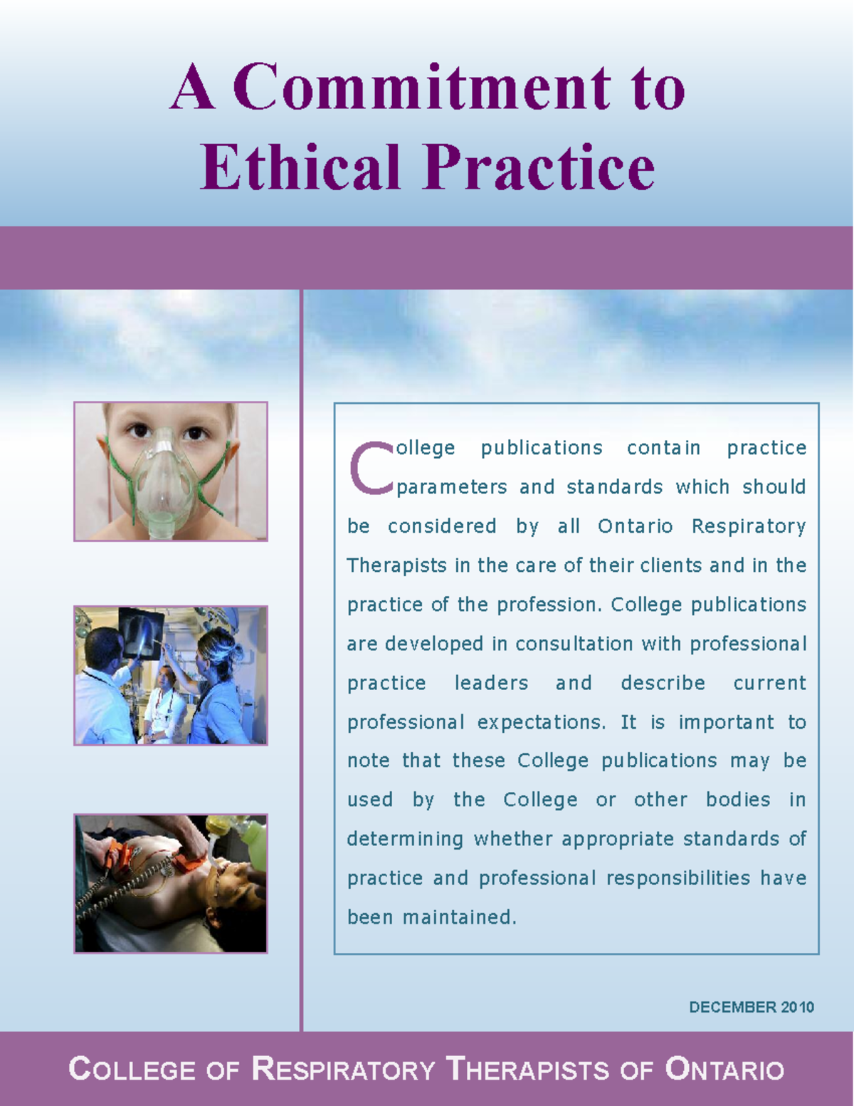 Resp Therapist Code CollEgE of REspiRatoRy thERapists of ontaRio A
