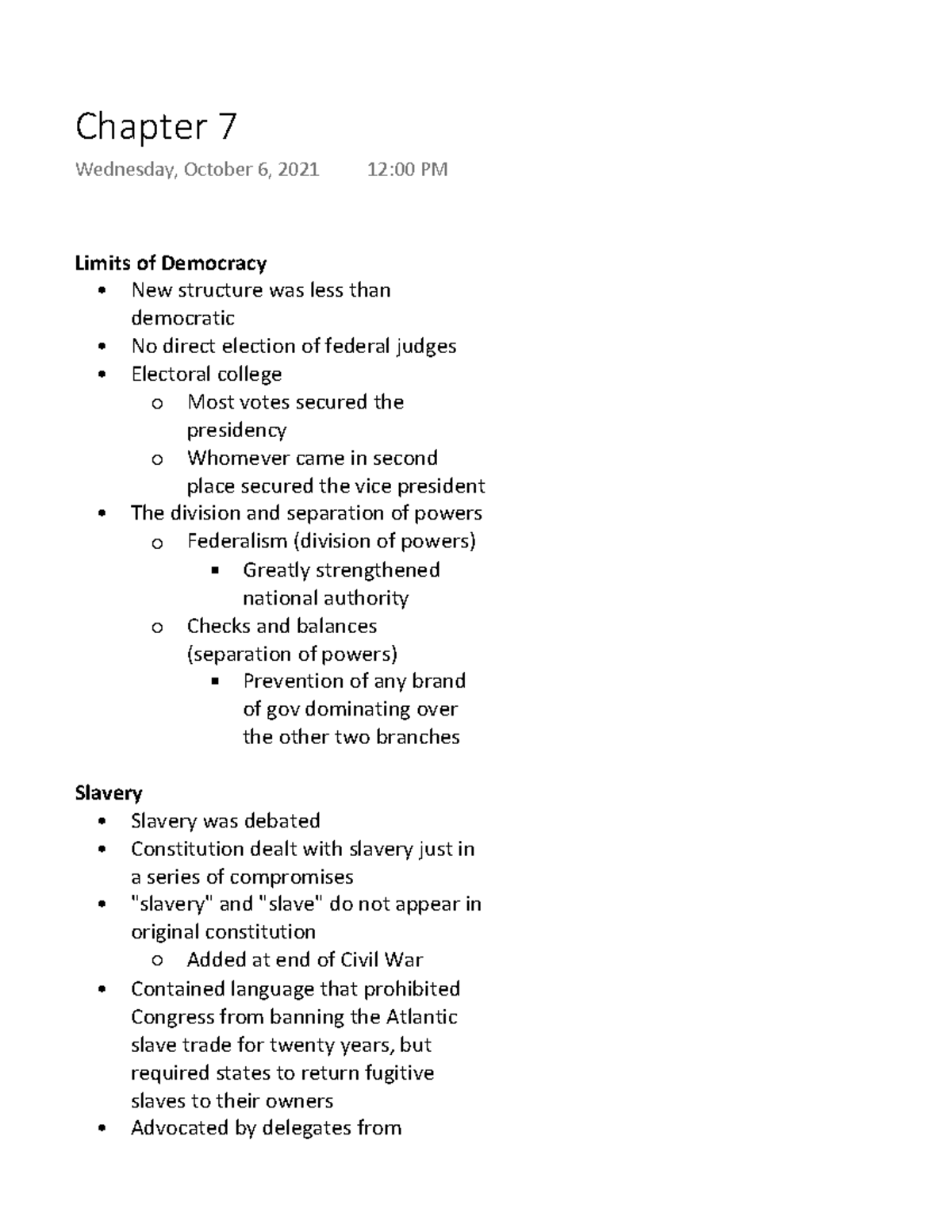 Chapter 7 - Lecture notes Ch 7 - Limits of Democracy New structure was ...