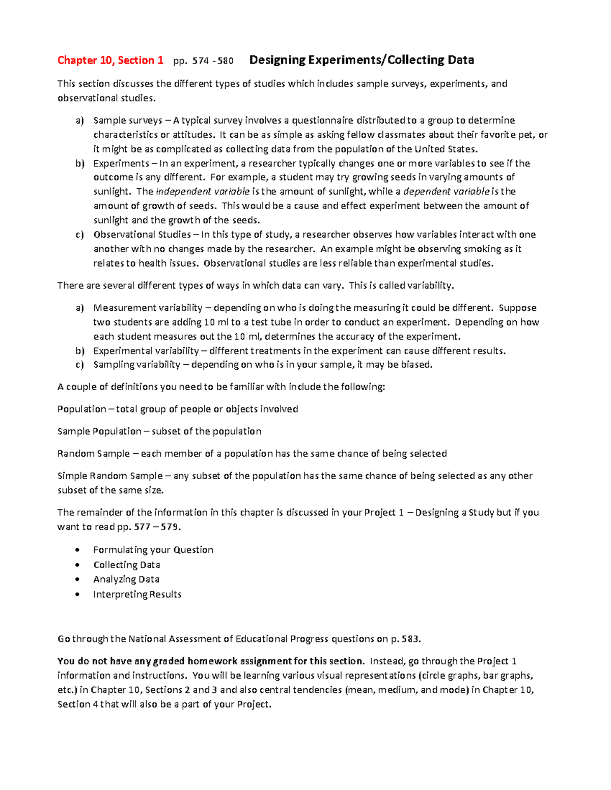 Chapter 10 Section 1 Class Notes - Chapter 10, Section 1 pp. 574 - 580 ...