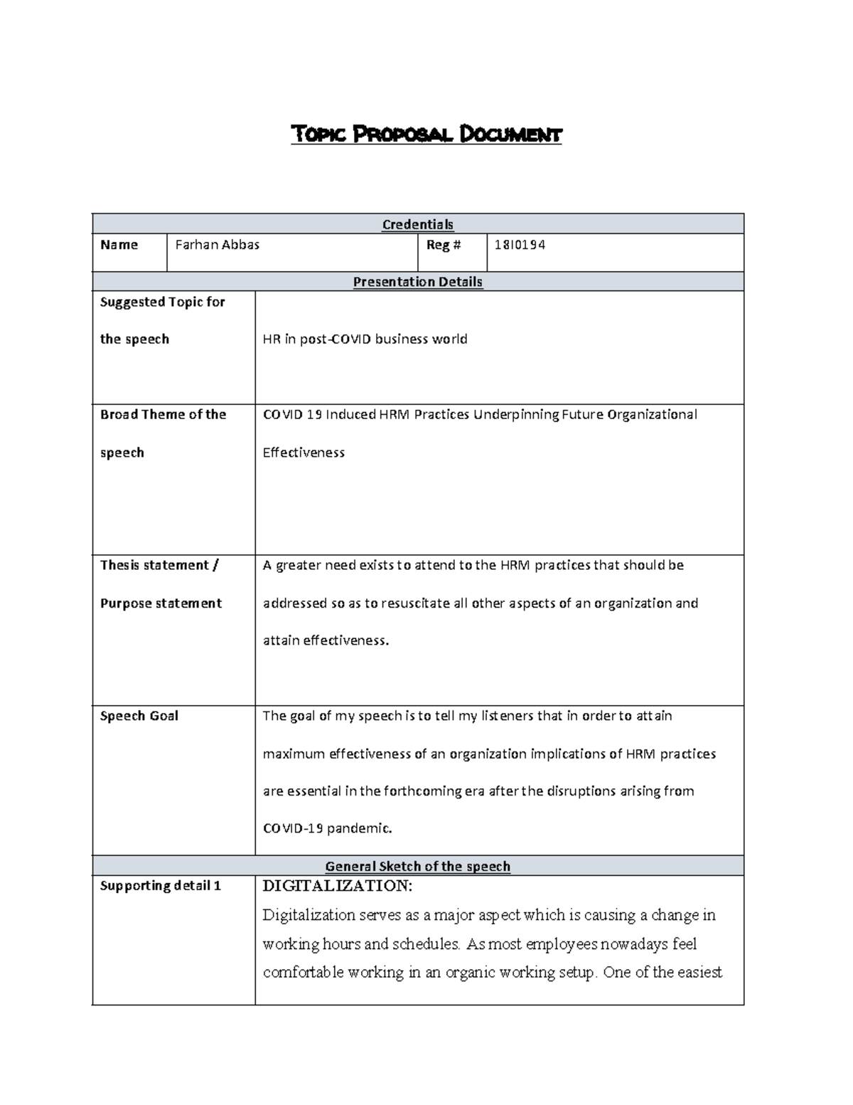 Topic Proposal - English 2 - Topic Proposal Document Credentials Name ...